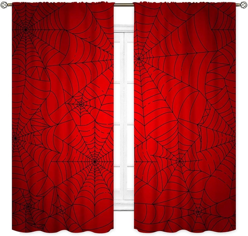 TKUYO Super Hero Spider Curtains, Red Superhero Spider Web Boys Curtains for Kids Baby Room Living Room Bedroom Nursery Playroom Blackout Drapes 2 Panel Sets, 52"x84" Inch - Image 2